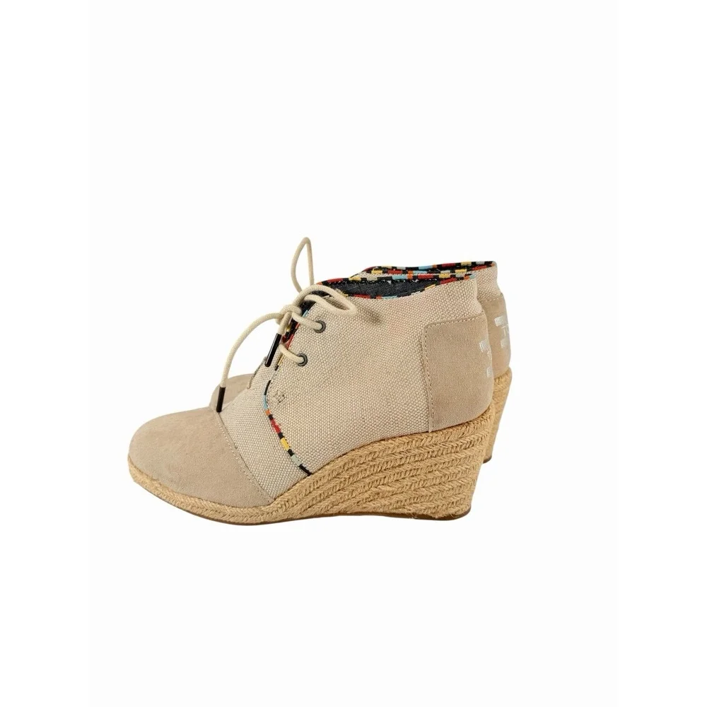 Toms Desert Wedge Whisper Burlap Suede Espadrille Booties 7